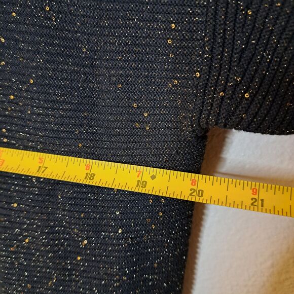 Lafayette 148 Half Metallic Sweater Silk Blend Front Knot Size S Black Gold - Picture 2 of 13